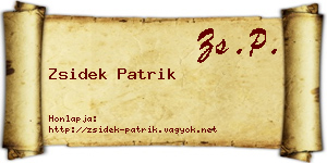 Zsidek Patrik névjegykártya